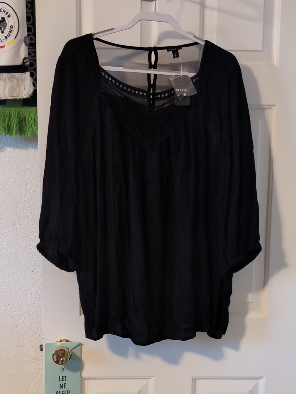 torrid Black Crochet Trim Peasant Tunic